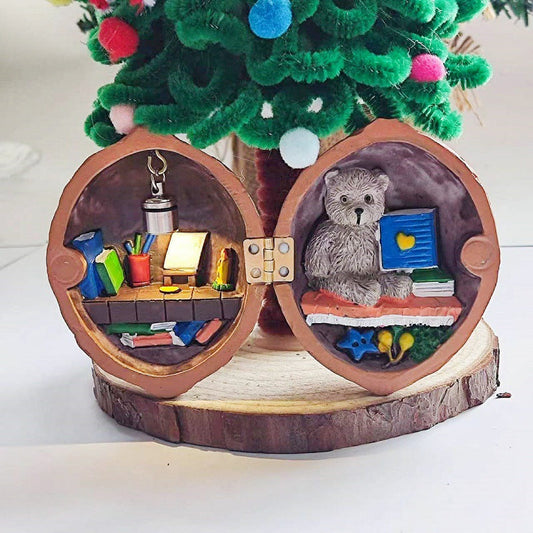 【🔥 50% OFF】🏠Festive Gift✨ Magical Walnut Shell Dollhouse|Mini Library&Tiny World of Wonder