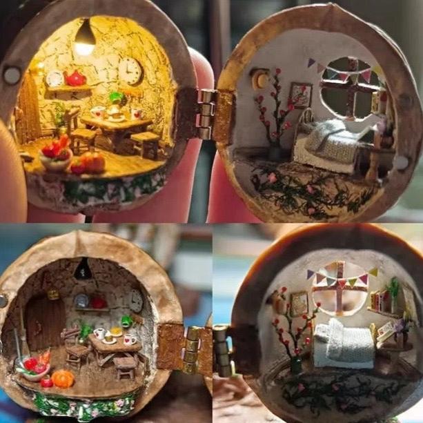 【🔥 50% OFF】🏠Festive Gift✨ Magical Walnut Shell Dollhouse|Mini Library&Tiny World of Wonder