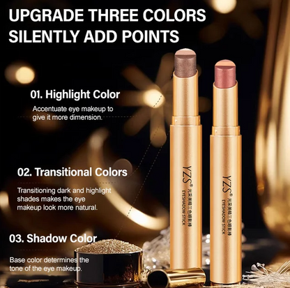 ✨【A Touch of Three Colors】Golden Diamond Three-Color Eyeshadow Stick 💎💖🌟