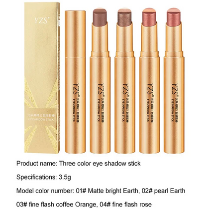 ✨【A Touch of Three Colors】Golden Diamond Three-Color Eyeshadow Stick 💎💖🌟