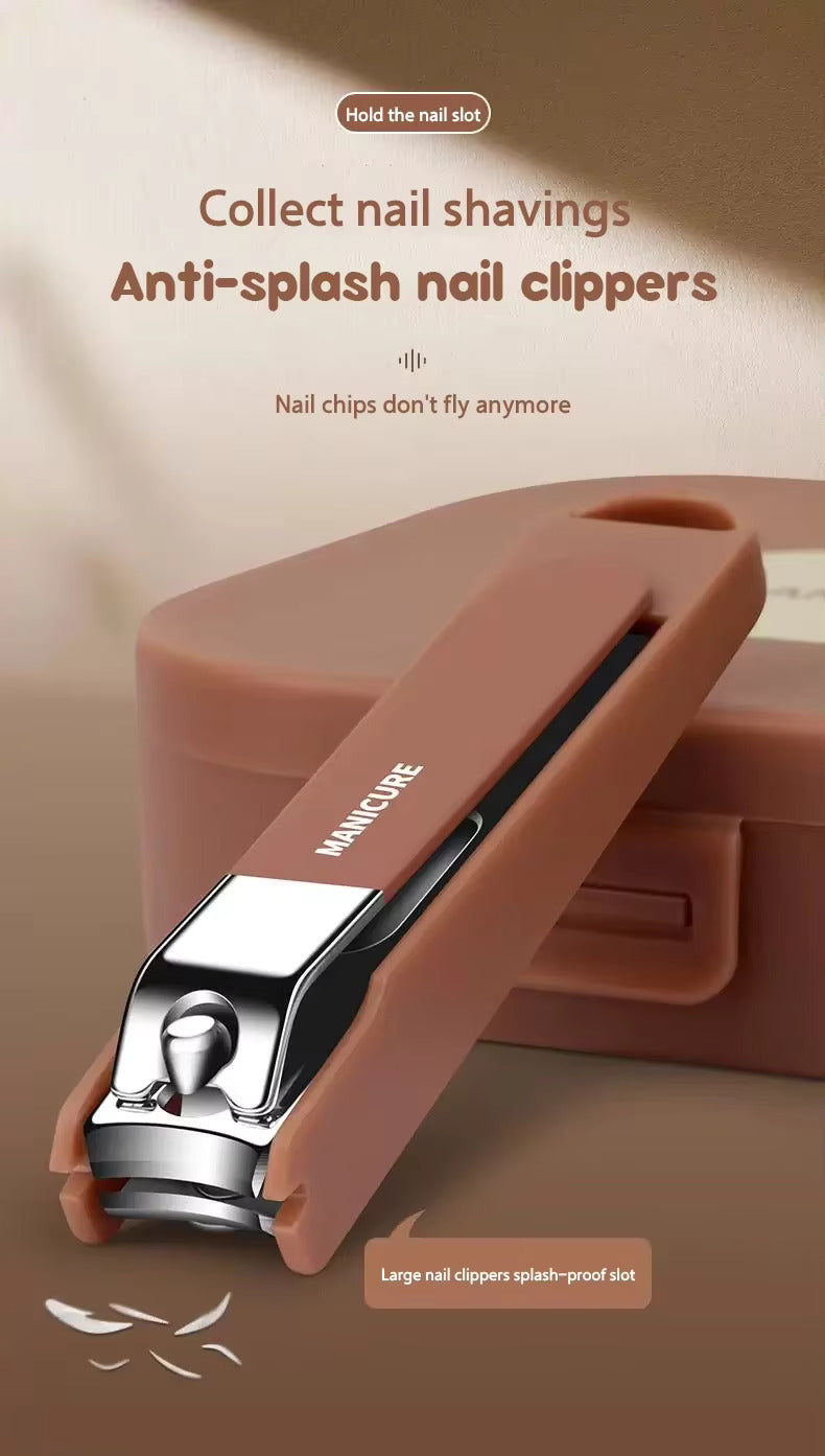 🎁 Holiday Limited-Time Offer 💅 Anti-Splash Nail Clipper Set - 7 PCS Manicure Protection Tools 🛡️✨