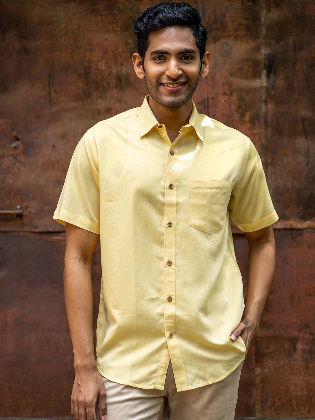 Lemon Yellow · Half Sleeve Shirt