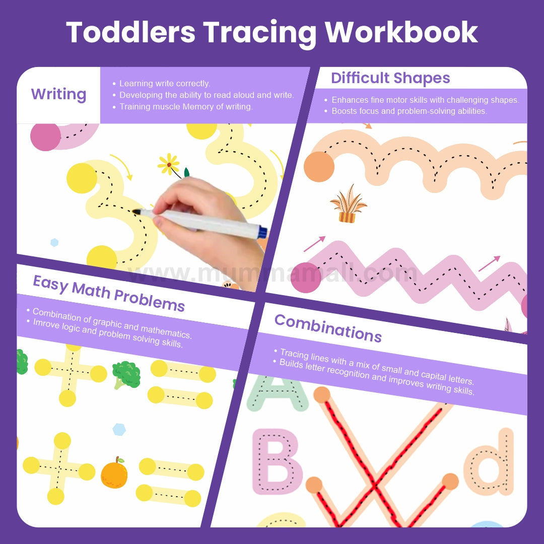 Reusable Pen Tracing Book With 64 Pages+ FREE Learning 2000+ pages PDF worksheet for kids