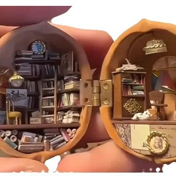 【🔥 50% OFF】🏠Festive Gift✨ Magical Walnut Shell Dollhouse|Mini Library&Tiny World of Wonder